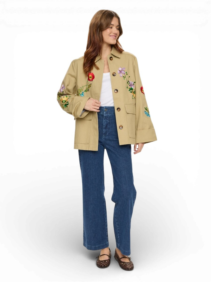 Beige veste met bloemenprint Nu Vivalli Numph 