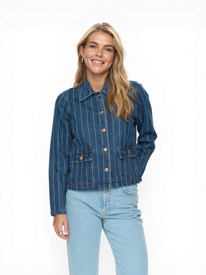 Blauwe jeansjas met streep detail Atlanta Numph