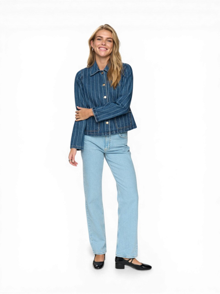 Blauwe jeansjas met streep detail Atlanta Numph