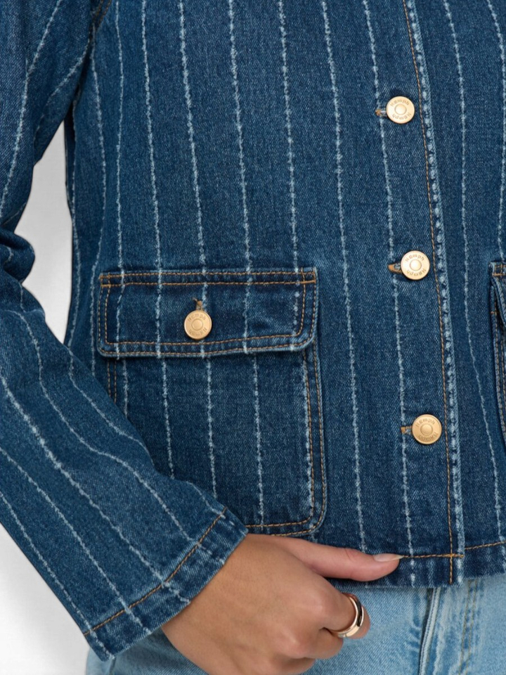 Blauwe jeansjas met streep detail Atlanta Numph