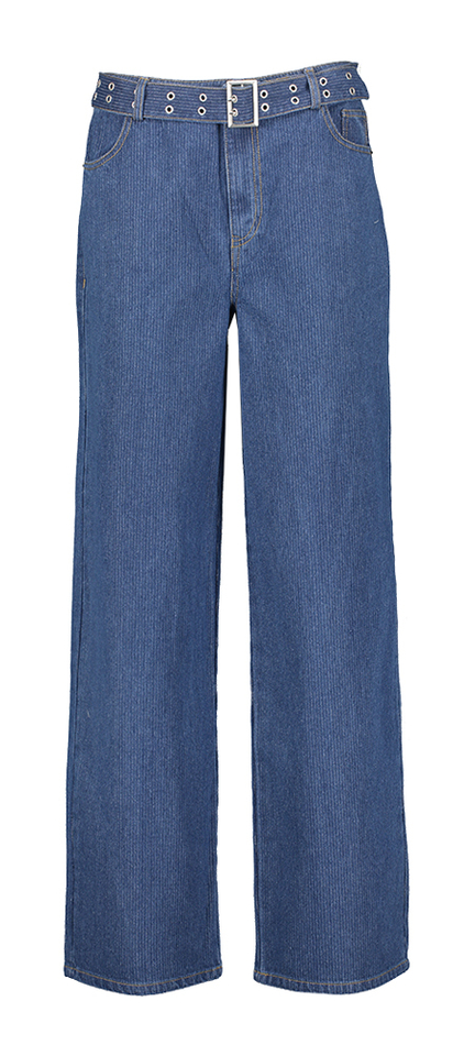 Blauwe loose fit broek met riem detail Co'Couture