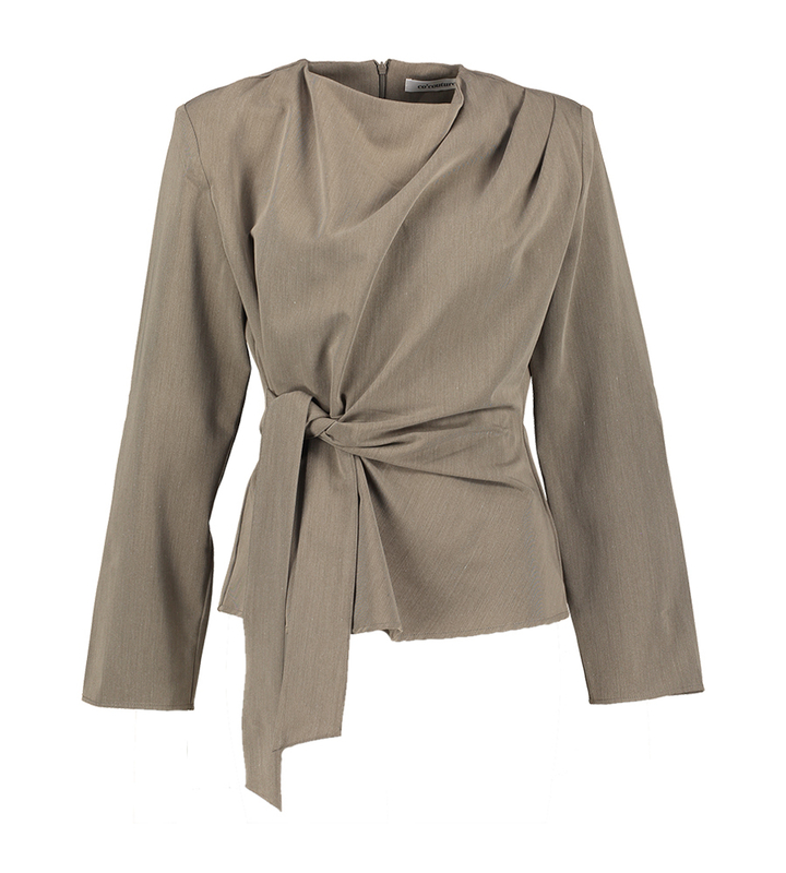 Bruine bloes met knoop detail Co'Couture