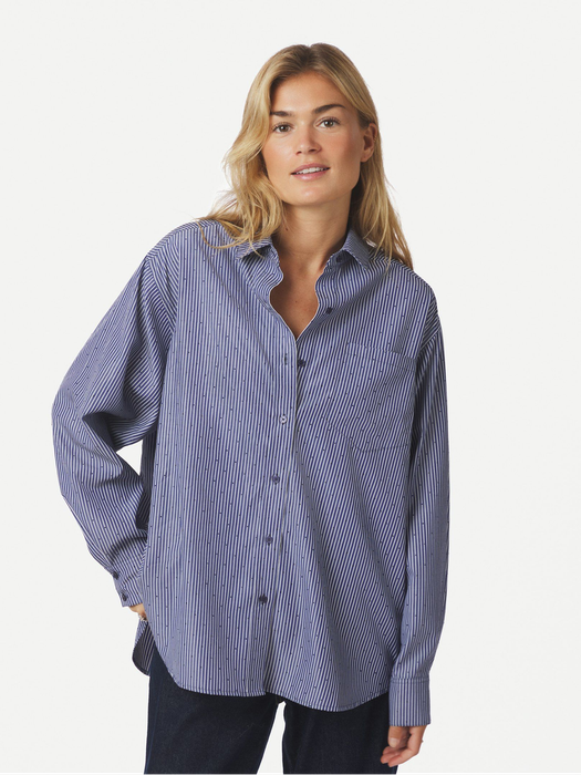 Blauw en wit gestreepte blouse met strass Dalma Neo Noir