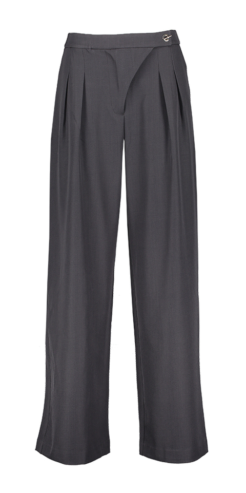 Grijze wijde broek met bandplooi Zalka Neo Noir