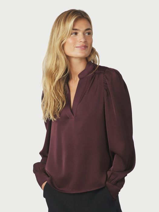 Bordeaux blouse met V-hals en lange mouwen Rosslyn Neo Noir