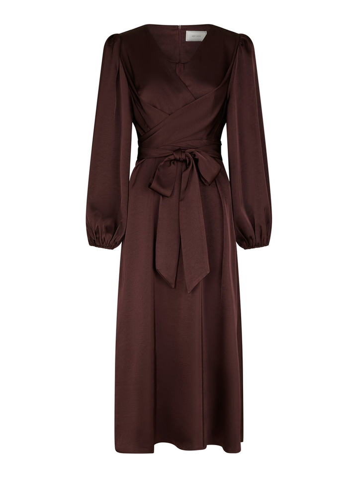 Bordeaux satijnlook lange jurk Rimini Neo Noir