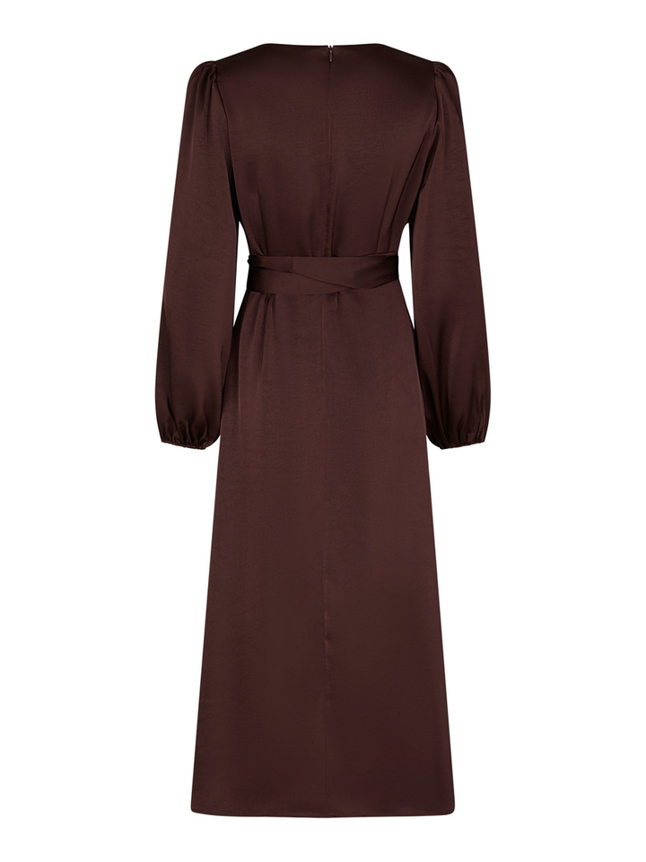 Bordeaux satijnlook lange jurk Rimini Neo Noir