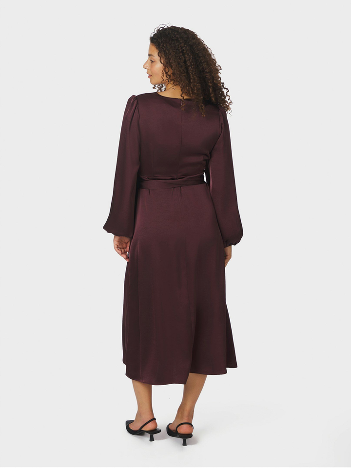 Bordeaux satijnlook lange jurk Rimini Neo Noir