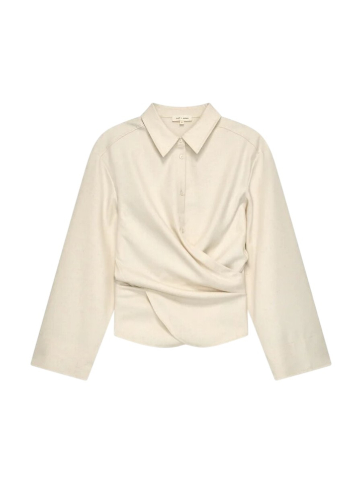 Beige zandkleurige bloes met omslag Zuri Club L'avenir 