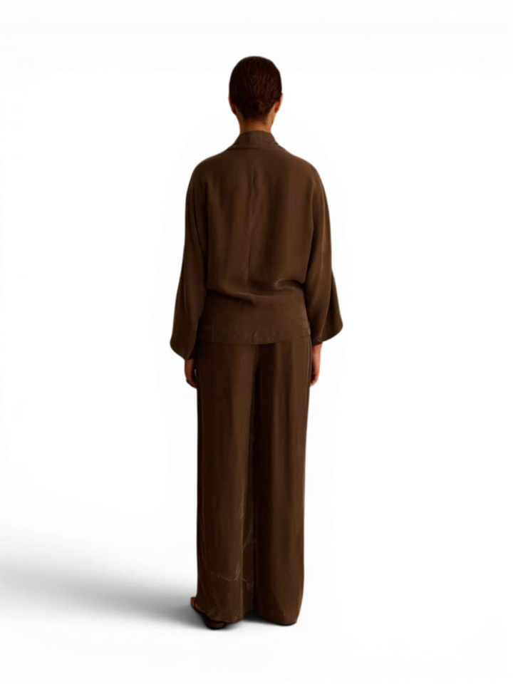 Chocoladebruine vest met lint Yeno CLub L'avenir