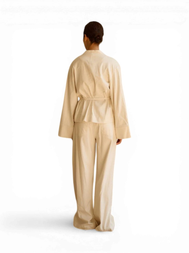 Beige linnen vest met omslag Seleyn Club L'avenir 