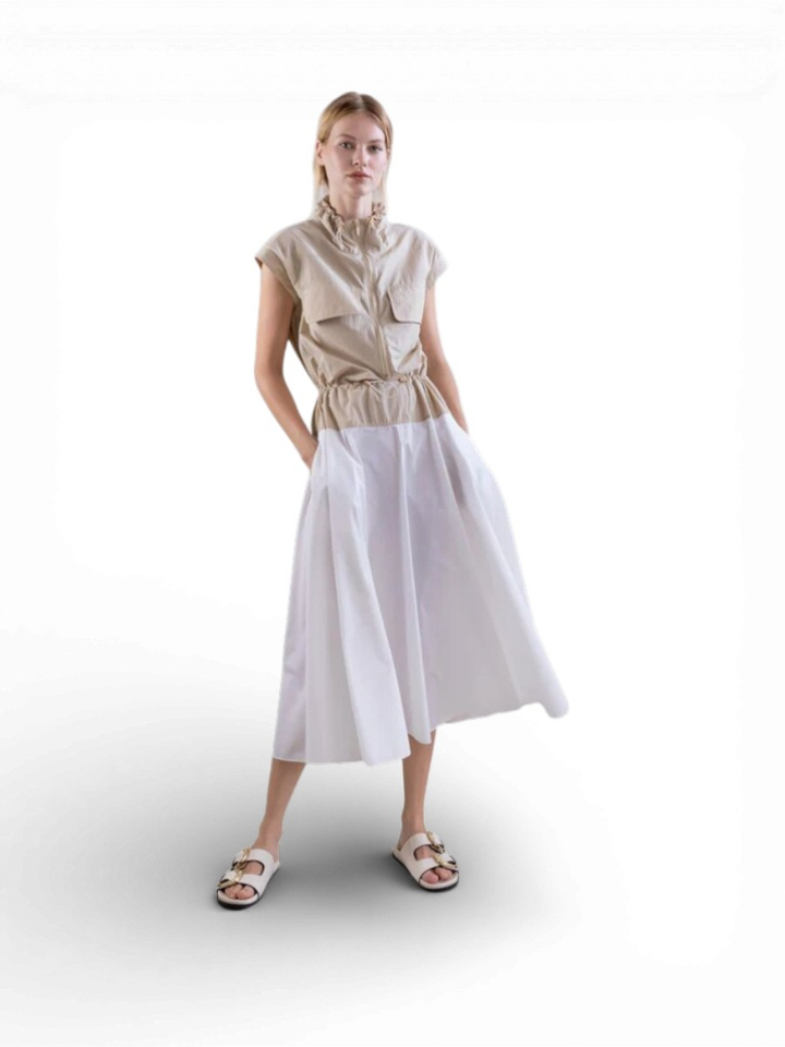 Beige kleed met ritssluiting Psophia 