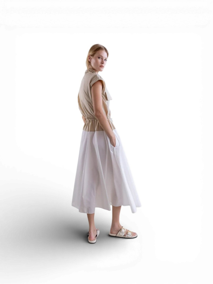 Beige kleed met ritssluiting Psophia 