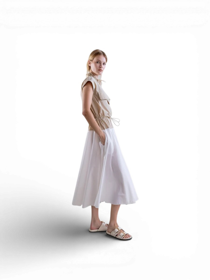 Beige kleed met ritssluiting Psophia 