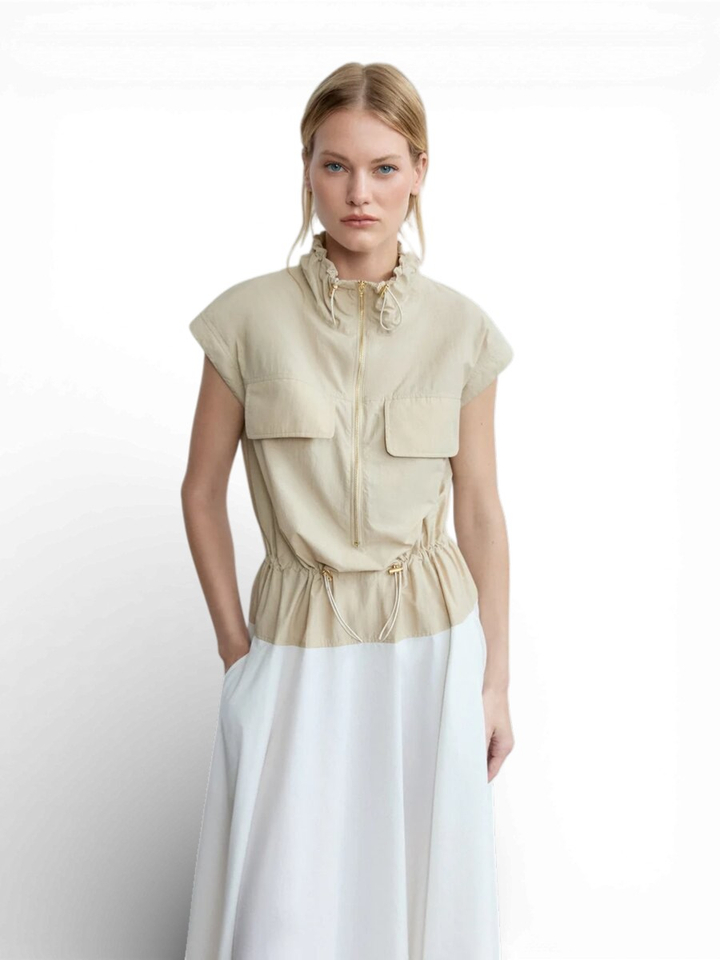 Beige kleed met ritssluiting Psophia 