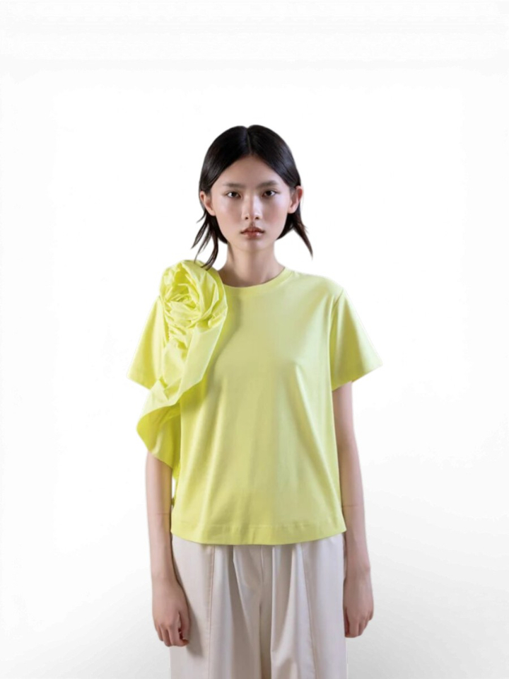 Gele T-shirt met ronde hals Psophia