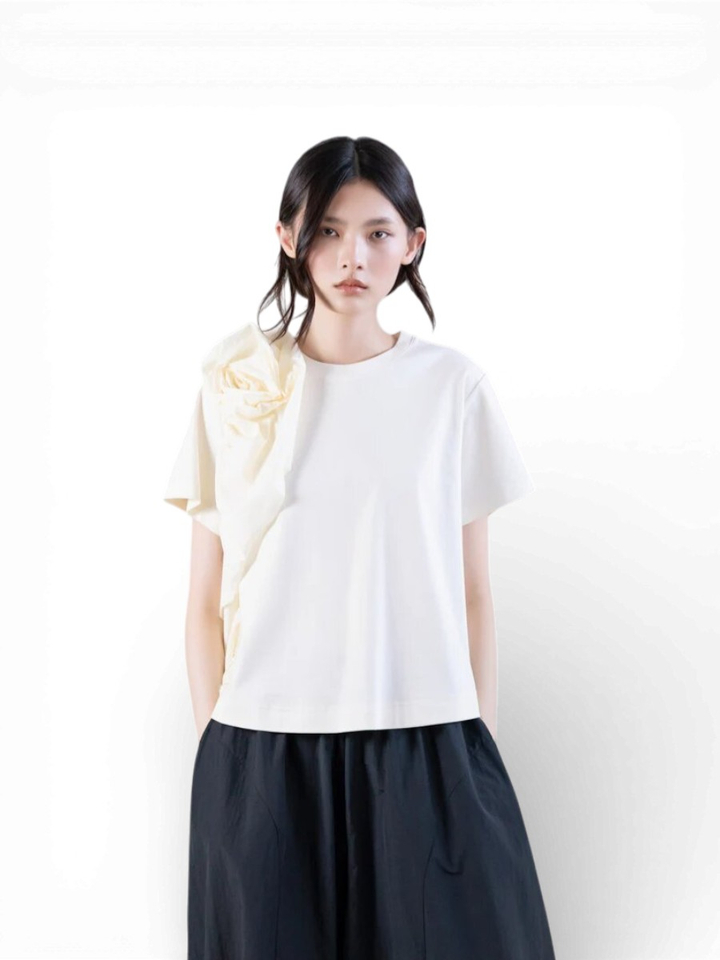 Ecru T-shirt met detail Psophia 
