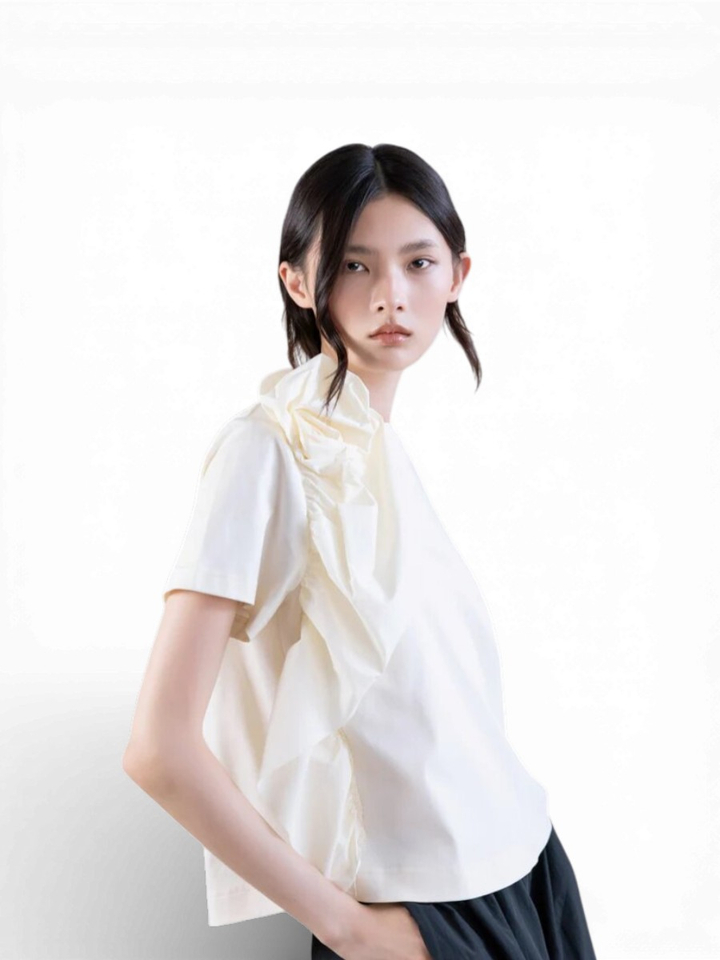 Ecru T-shirt met detail Psophia 