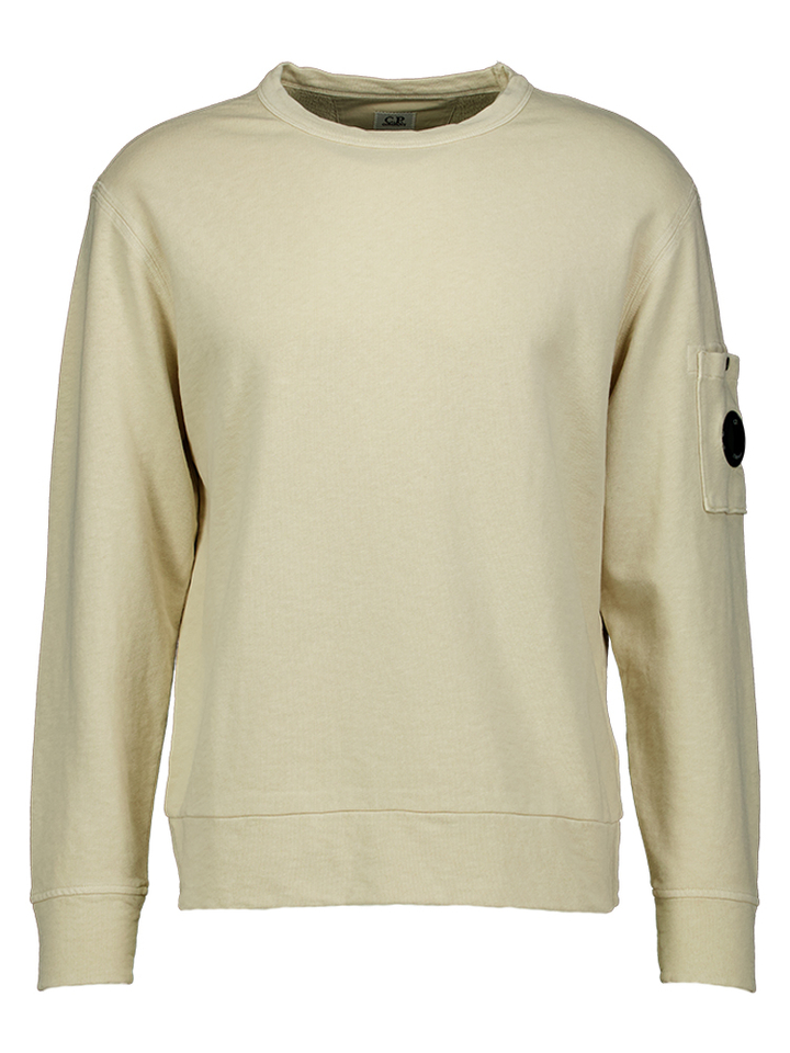 Beige sweater met ronde hals met logo CP Company