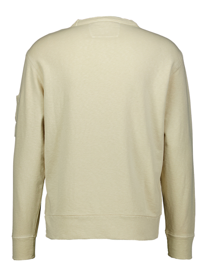 Beige sweater met ronde hals met logo CP Company