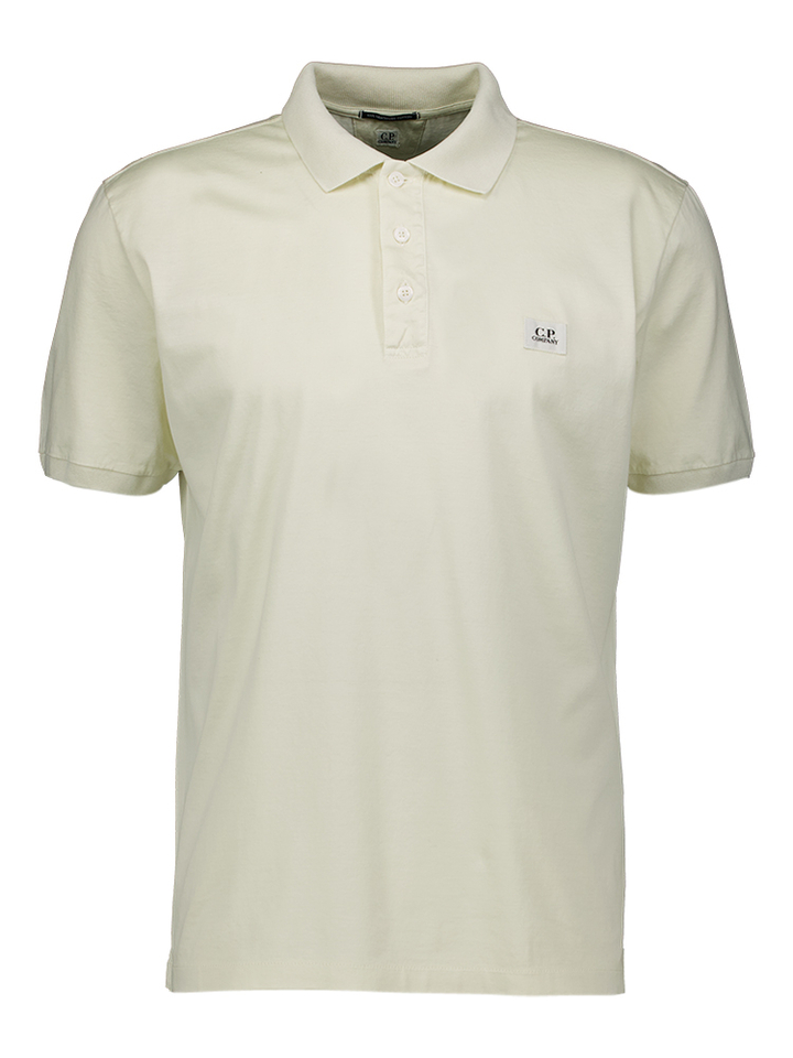 Ecru polo korte mouw met logo Cp Company