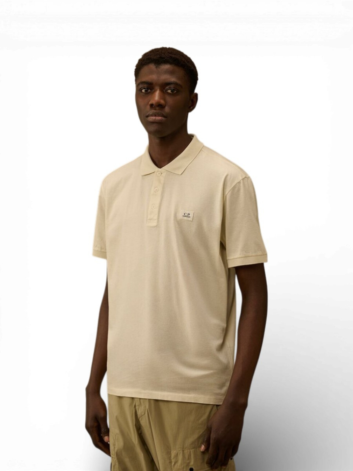 Ecru polo korte mouw met logo Cp Company