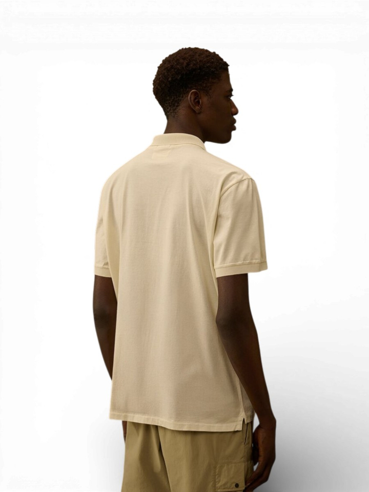 Ecru polo korte mouw met logo Cp Company