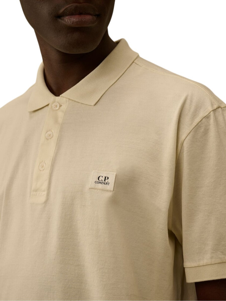 Ecru polo korte mouw met logo Cp Company