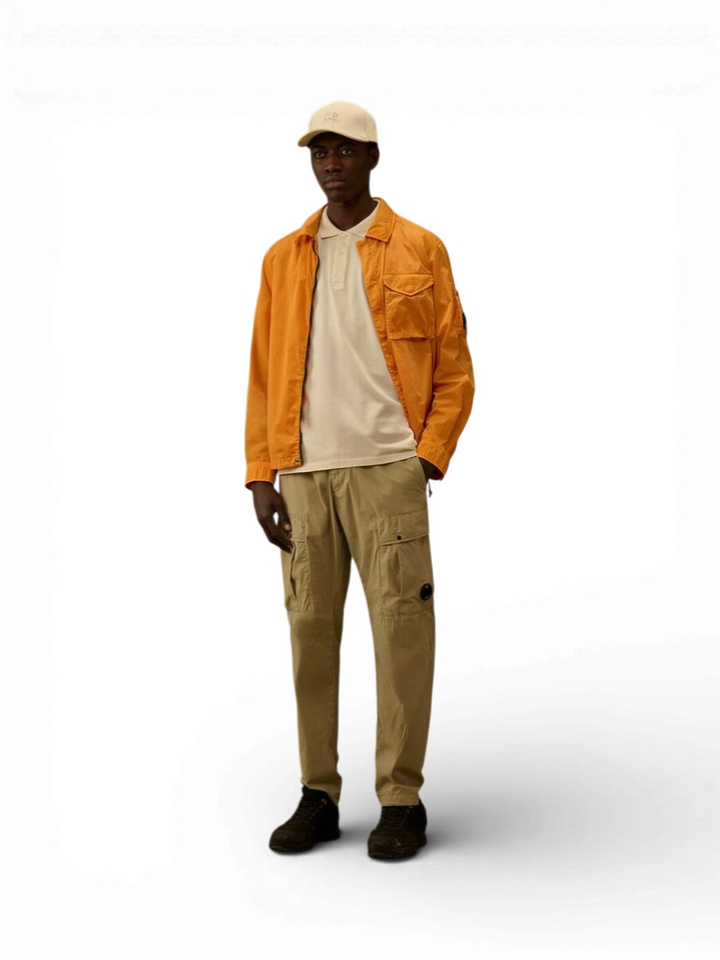 Ecru polo korte mouw met logo Cp Company