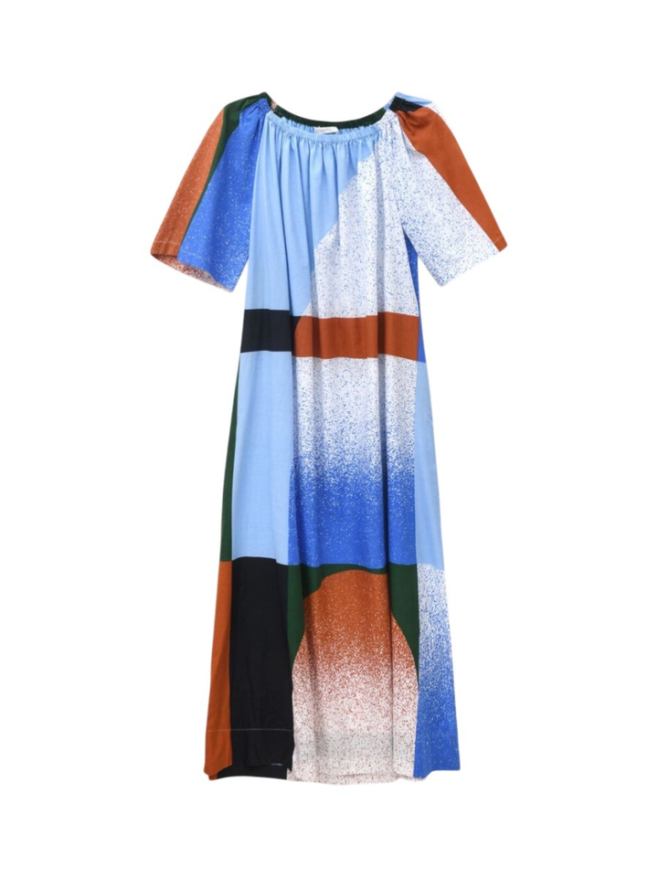 Blauwe jurk met print Palao Ma Poesie