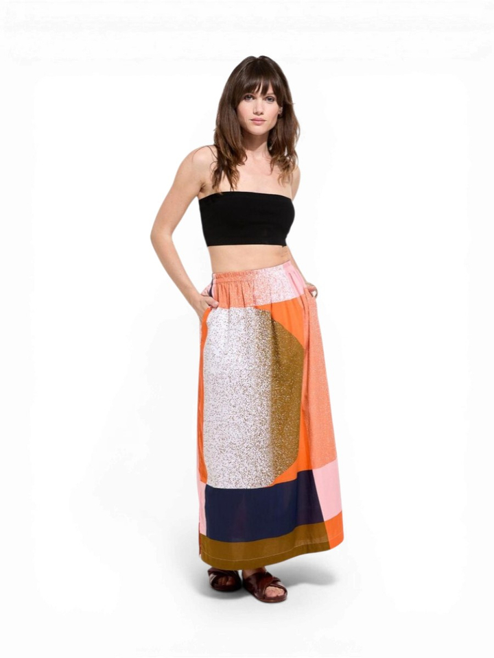 Oranje rok met print Juliette Sunrise Ma Poesie