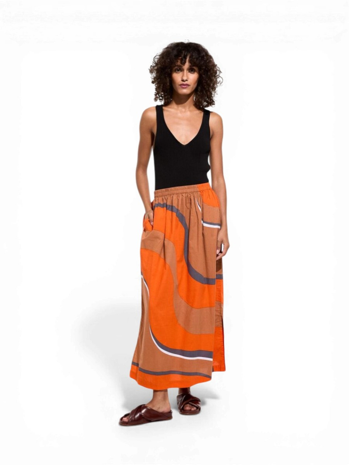 Oranje bruine rok met print Juliette Madone Ma Poesie