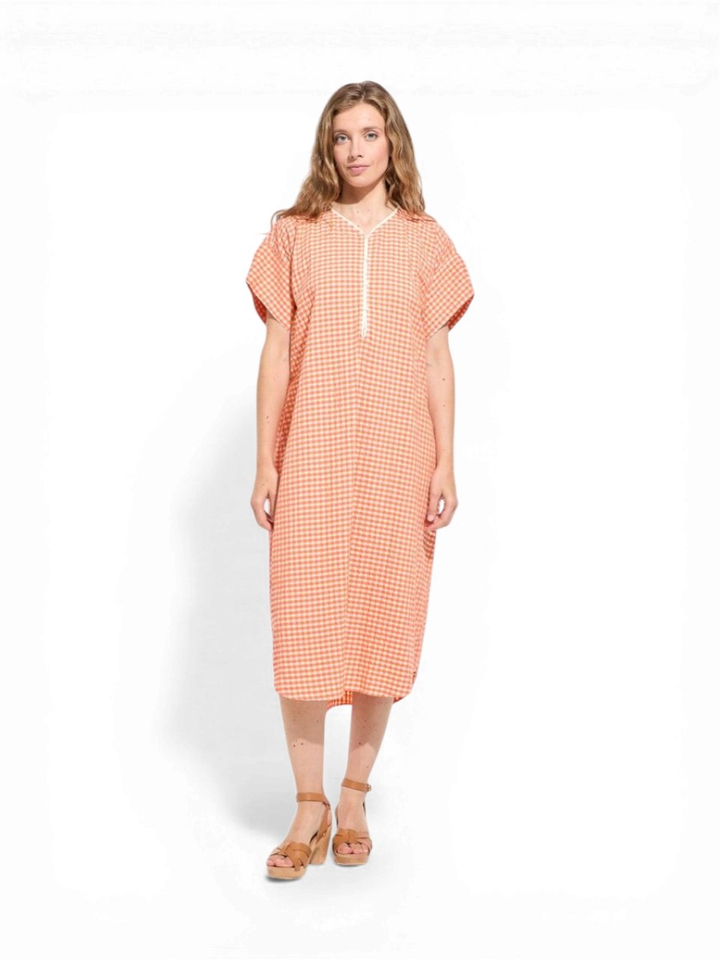 Oranje vichy jurk Noto Freesia Ma Poesie 