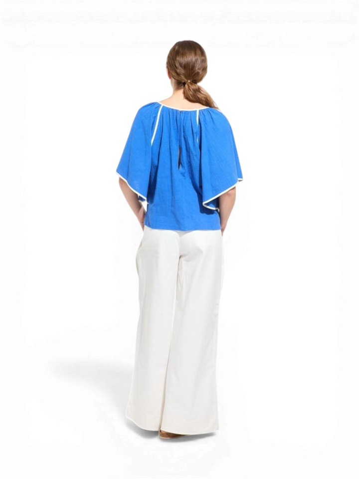 Blauwe bloes met streep detail Lita Zephyr Ma Poesie