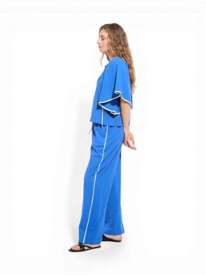 Blauwe broek met streep detail Max Zephyr Ma Poesie 