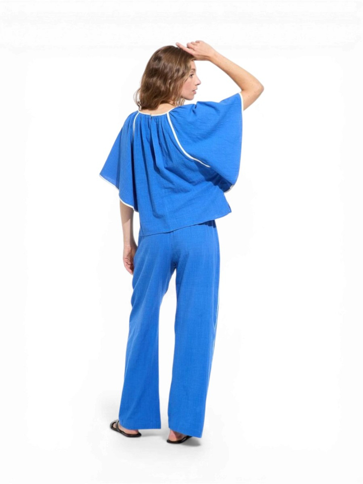 Blauwe broek met streep detail Max Zephyr Ma Poesie 