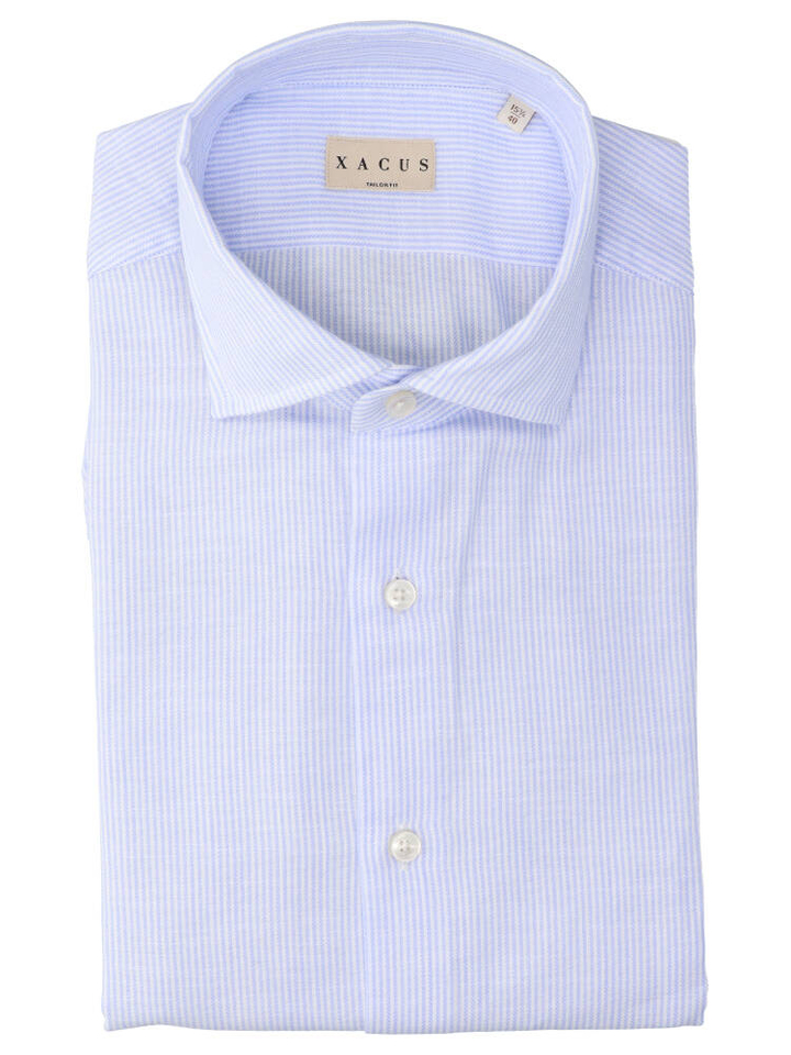 Wit katoenen hemd (regular fit) met strepen en lange mouwen Xacus