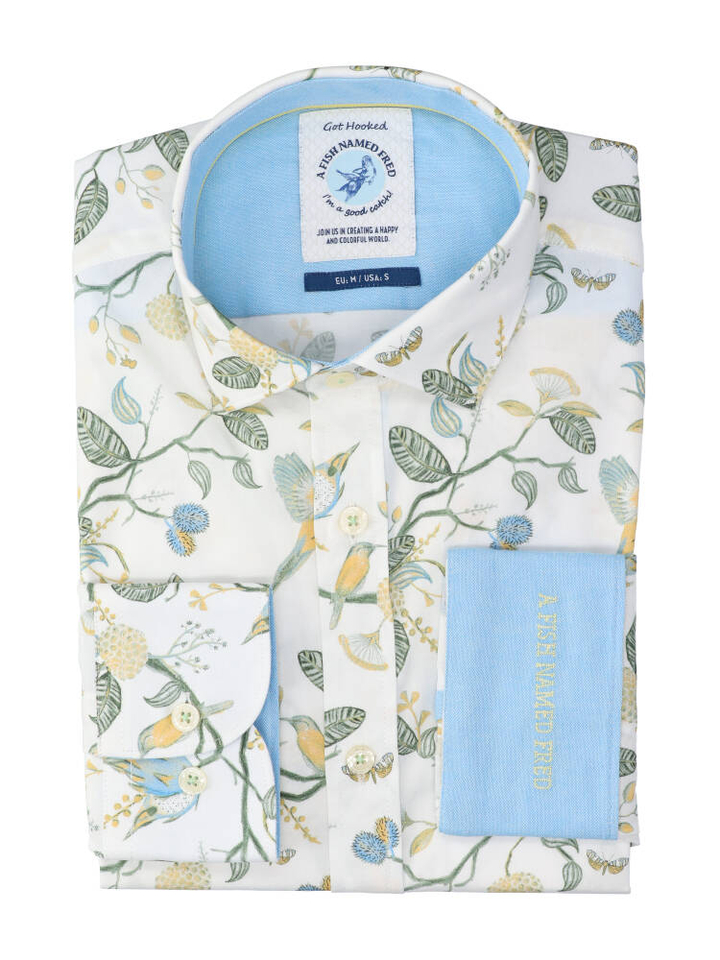 Multi-color katoenen hemd (regular fit) met birdy blooms A Fish Named Fred 