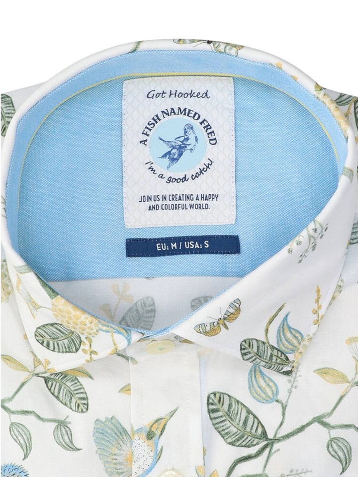 Multi-color katoenen hemd (regular fit) met birdy blooms A Fish Named Fred 