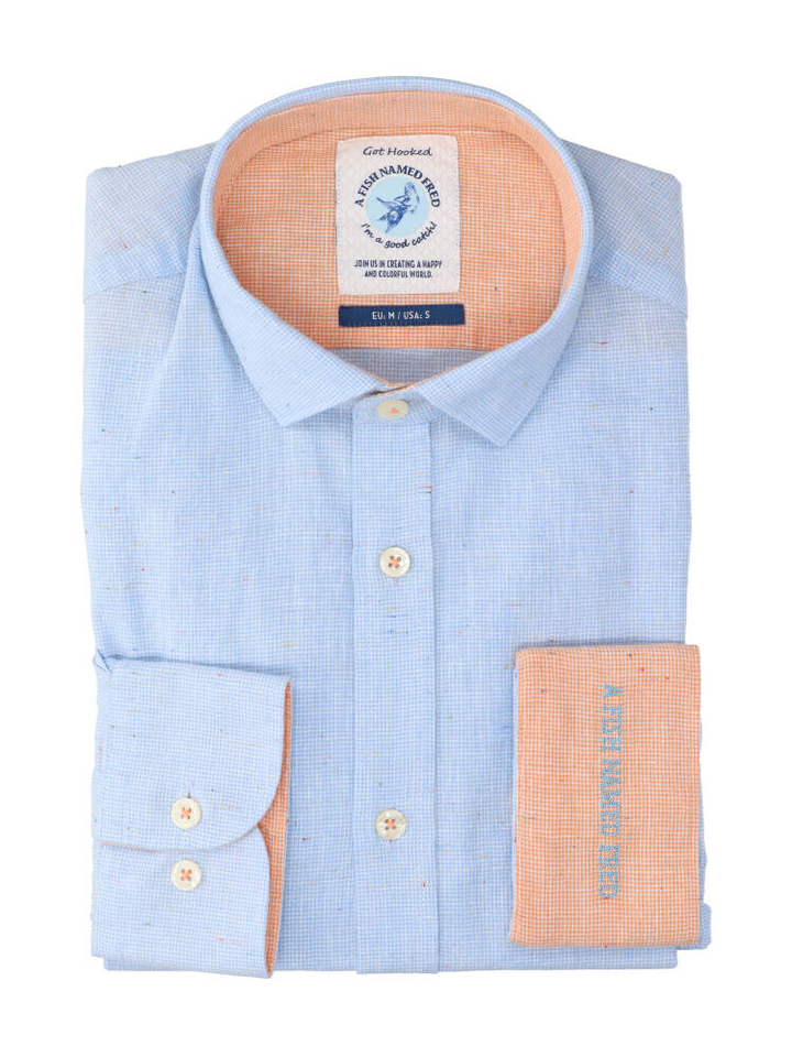 Lichtblauw katoenen hemd (regular fit) met details en lange mouwen Square A Fish Named Fred 