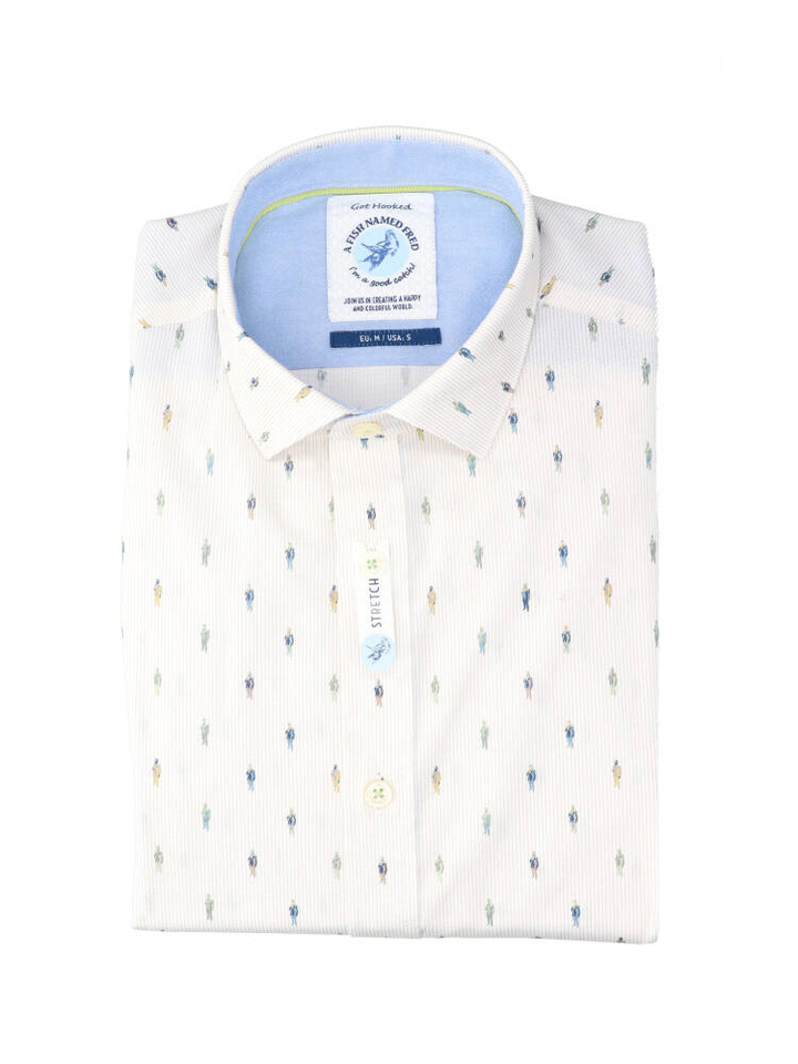 Wit katoenen hemd (regular fit) met details en lange mouwen A Fish Named Fred 