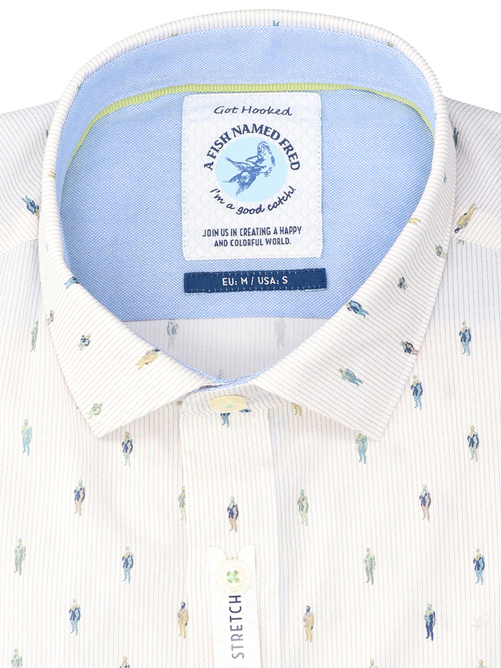 Wit katoenen hemd (regular fit) met details en lange mouwen A Fish Named Fred 