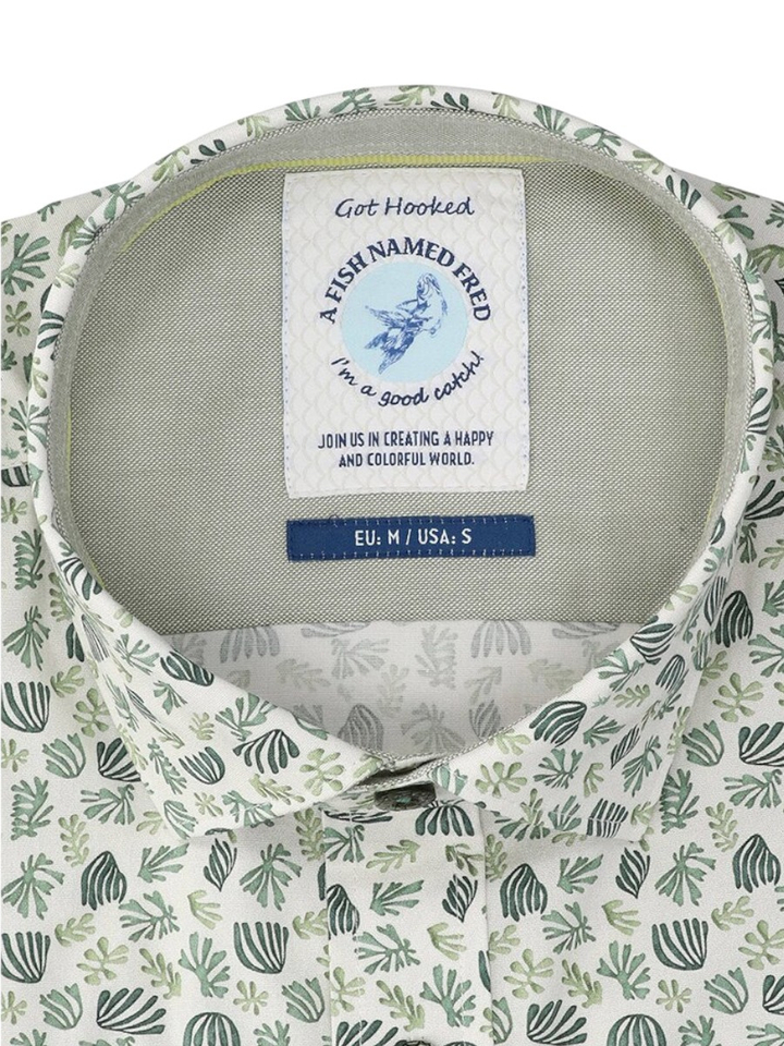 Watercolor leaves katoenen hemd (regular fit) met lange mouwen A Fish Named Fred