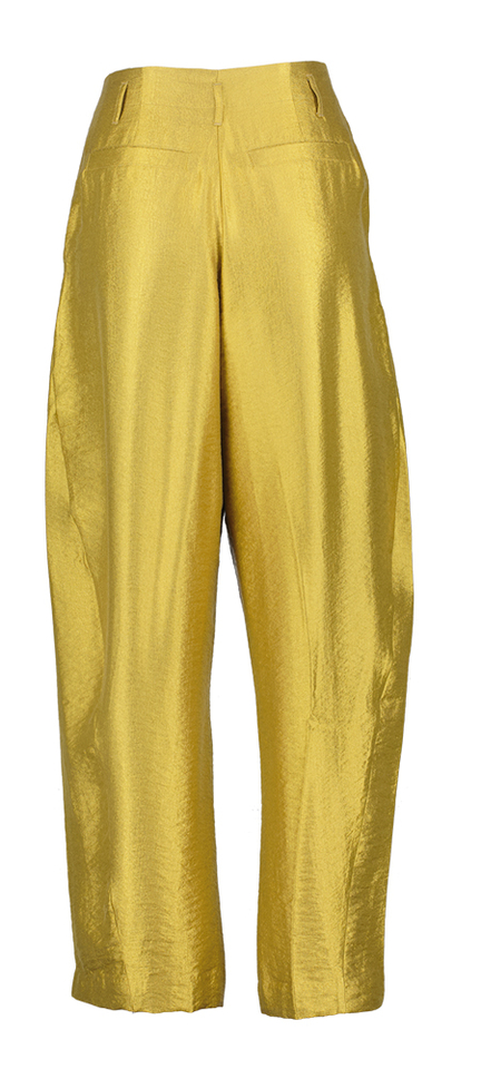 Goudkleurige wijde broek met bandplooi Thalia Rabens Saloner