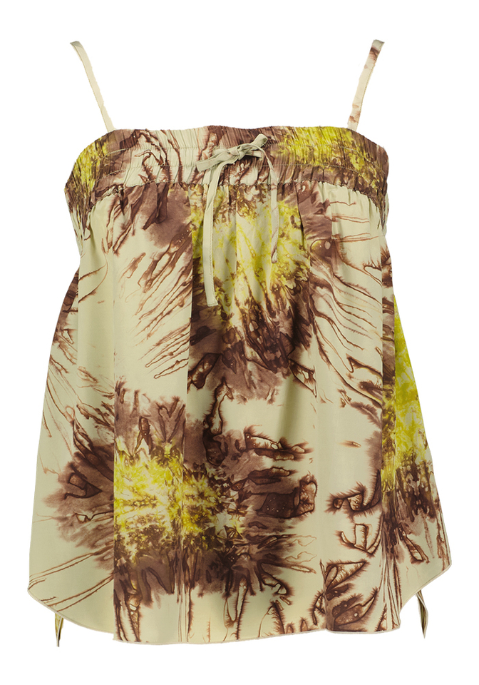 Groene bustier top met print en afneembare bandjes Paris Rabens Saloner 