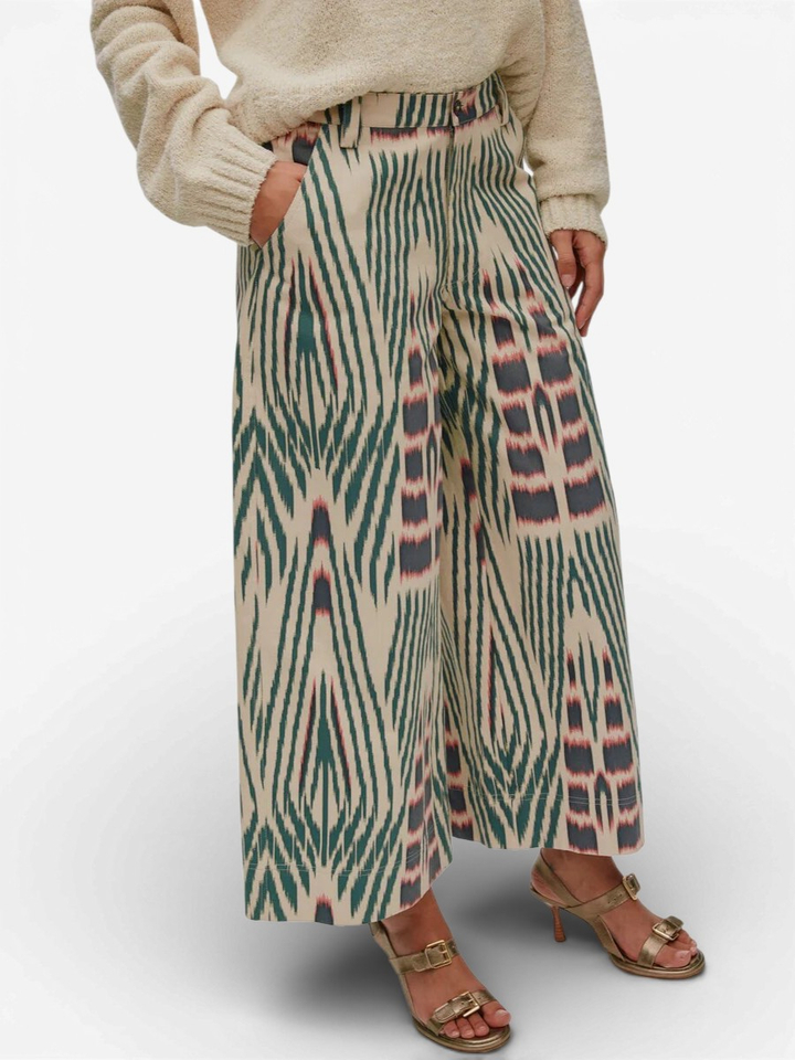 Ecru lose fit broek met print Amari Rabens Saloner 