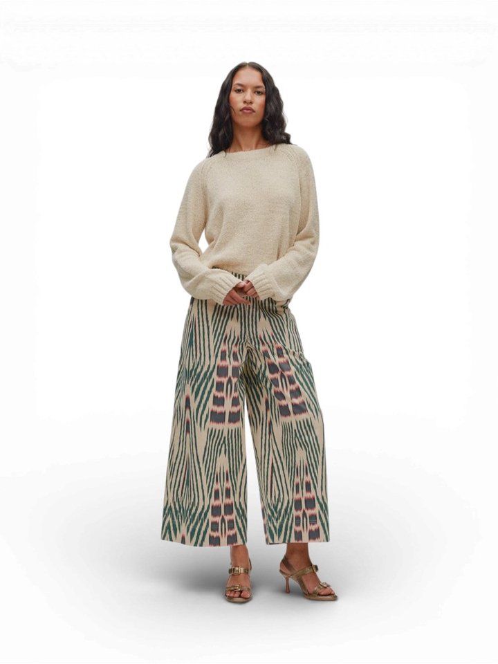 Ecru lose fit broek met print Amari Rabens Saloner 