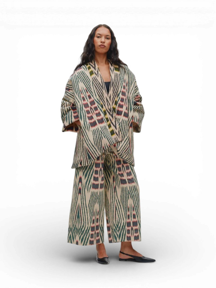 Multicolor padded kimono Abba Rabens Saloner 
