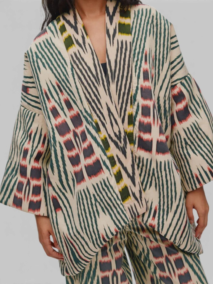 Multicolor padded kimono Abba Rabens Saloner 