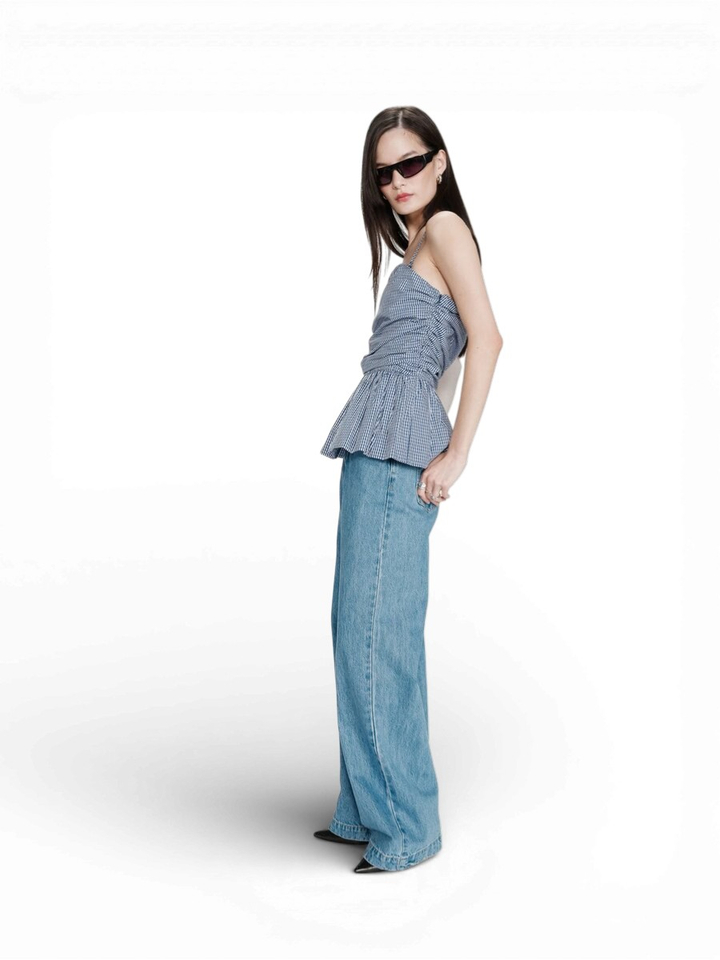 Marineblauwe getailleerde peplumtop Valo Grace&Mila